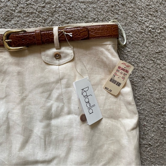NWT ~ VTG ~ 1990s ~ Rafaella ~ Ivory Linen Pencil Skirt ~ Belted ~ Size 16 - Picture 3 of 6